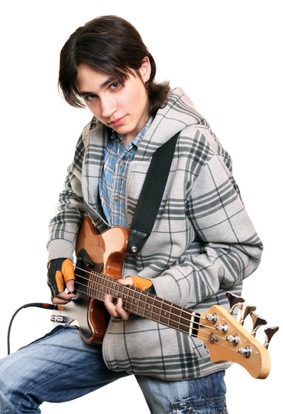 boy playing bass