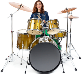 girl playing drums